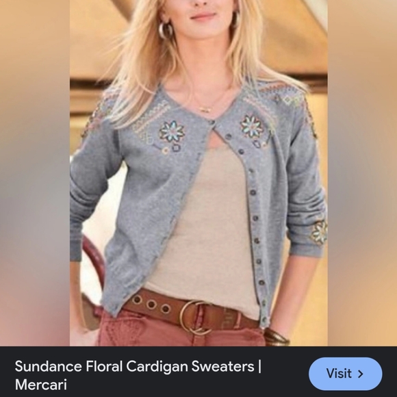 Sundance Sequin Accent Button Cardigan Sweater - Picture 1 of 5